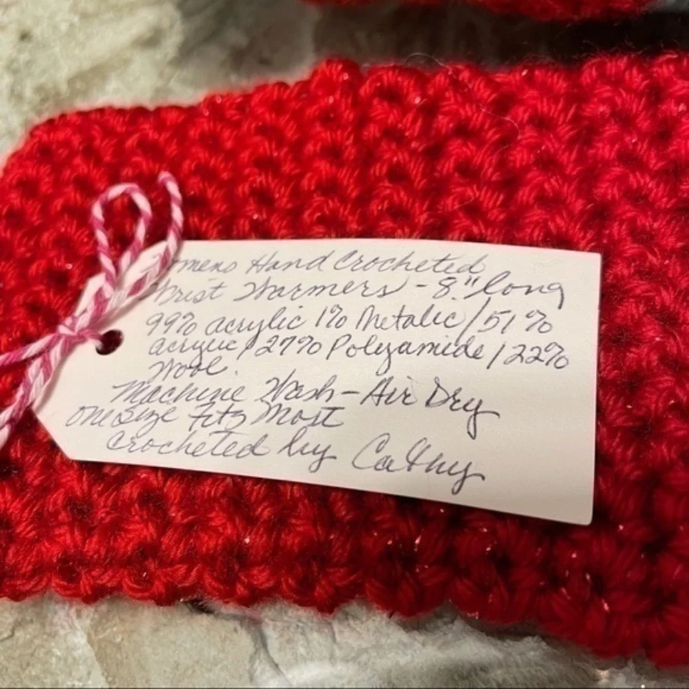 Handmade Extra Soft Red Glitter Fuzzy White Texting Fingerless Gloves